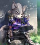 anthro clothed clothing eye_patch eyewear fur male solo gonzarez1938 nintendo star_fox wolf_o'donnell canid canine canis mammal wolf 2018 digital_media_(artwork)