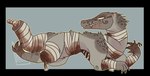 2017 alligator alligatorid alpha_channel ambiguous_gender amputee arthropod bandage bandaged_arm bandaged_belly bandaged_leg bandaged_neck bandaged_tail blood blood_on_bandage bodily_fluids brown_eyes centipede claws crocodilian digital_drawing_(artwork) digital_media_(artwork) disability duo exposed_bone exposed_ribcage feral flat_colors full-length_portrait gore grey_background grey_body grey_scales jaspering lying missing_leg myriapod outline portrait pupils reptile rib_cage scales scalie scar simple_background single_amputee slit_pupils snout solo_focus teeth watermark white_pupils yellow_outline
