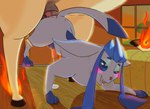 abdominal_bulge anal anal_penetration animal_genitalia animal_penis balls barn blue_body blue_eyes blue_fur blush blush_lines bodily_fluids bound canine_genitalia canine_penis chain chained claws cum cum_pool dark_sclera dripping duo ear_piercing ears_back equine_genitalia equine_penis eyebrow_piercing facial_piercing feral feral_on_feral fire fur genital_fluids genitals hay hay_bale hooves knot_in_sheath leaking_cum legs_up male male/male mottled mottled_genitalia mottled_penis penetration penis piercing pink_tongue pivoted_ears saliva saliva_drip sheath tail_over_back tears tears_of_pleasure tongue tongue_out tongue_piercing warm_lighting window burnyburnstein nintendo pokemon eeveelution generation_1_pokemon generation_4_pokemon glaceon pokemon_(species) rapidash absurd_res digital_media_(artwork) hi_res