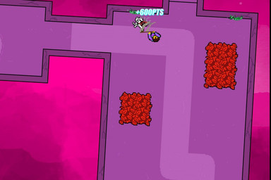 attack bird's-eye_view duo high-angle_view parody hotline_miami undertale undertale_(series) frisk_(undertale) amphibian human humanoid mammal crossover digital_media_(artwork) pixel_(artwork)