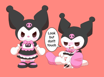 anthro anus blush blush_lines bodily_fluids bottomwear bow_ribbon clothed clothing clothing_around_one_leg clothing_aside female footwear genital_fluids genitals looking_at_viewer maid_uniform on_ground open_mouth partially_clothed raised_bottomwear raised_clothing raised_skirt shoes simple_background sitting skirt smile socks solo speech_bubble spread_legs spread_vulva spreading standing tail text underwear underwear_around_one_leg underwear_aside underwear_down uniform vaginal_fluids vulva lucky_luxio onegai_my_melody sanrio kuromi demon lagomorph leporid mammal rabbit 2025 colored digital_drawing_(artwork) digital_media_(artwork) hi_res shaded