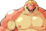 anthro biped kemono male musclegut muscular nipples scar simple_background solo white_background sessa dragon_quest dragon_quest:_the_adventure_of_dai square_enix crocodine crocodile crocodilian reptile scalie 2021