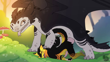 all_fours anthro anthro_on_feral anthro_penetrated bestiality black_body black_fur black_scales bodily_fluids cum duo feral feral_penetrating feral_penetrating_anthro forest fur genital_fluids genitals male male/male orange_body orange_fur penetration penis pinned pinned_to_ground plant scales sex tree white_body white_scales kete sound_warning jl017_(sound) dreamworks mythology kazuo_the_sergal shadow_of_the_sun dragon mythological_creature mythological_scalie nightlight_(httyd) scalie sergal 16:9 animated hi_res loop short_playtime sound webm widescreen