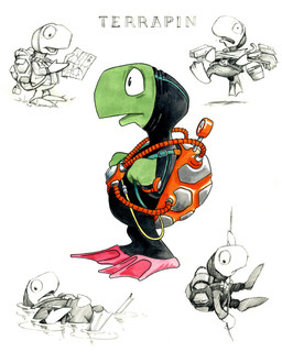 anthro black_bodysuit black_clothing black_skinsuit bodysuit broom bucket cleaning_tool clothed clothing container diving_suit footwear green_body holding_object lying male map mop multiple_poses pose rope shell shoes skinsuit solo swimming_fins tight_clothing tube umbrella water wet jake_lunt_davies don't_eat_the_neighbours terrapin_(don't_eat_the_neighbours) reptile scalie terrapin turtle 2000 4:5 absurd_res concept_art hi_res sketch_page traditional_media_(artwork)