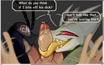 antennae_(anatomy) anthro big_penis bodily_fluids dizzy_eyes dripping erection female first_person_view genital_fluids genitals group male male/female open_mouth oral penis precum precum_drip red_eyes simple_background text thick_penis tongue tongue_out trio yellow_tongue cyber_d1e dizzy_(artlegionary) pamela_(cyber_d1e) ant arthropod human hymenopteran insect mammal mantis english_text