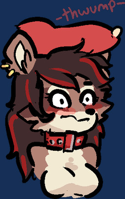 animal_genitalia animal_penis anthro blush bodily_fluids breasts canine_genitalia canine_penis collar disembodied_penis duo ear_piercing ear_ring featureless_breasts female genital_fluids genitals knot male male/female mostly_nude penis penis_on_head piercing precum ring_piercing simple_background solo_focus text transparent_background wide_eyed jam_(artist) momi_(pyrocyonid) canid canine canis mammal procyonid raccoon wolf aliasing alpha_channel binary_drawing digital_drawing_(artwork) digital_media_(artwork) english_text