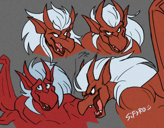 anthro facial_expressions fangs gesture hair horn long_hair male red_body shrug solo teeth white_hair wings blitzdrachin conditional_dnp disney gargoyles mythology brooklyn_(gargoyles) dragon gargoyle mythological_creature mythological_scalie scalie 2025 sketch