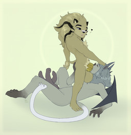 2_penises animal_genitalia animal_penis anthro balls big_balls big_penis blue_body blue_fur duo erection fur genitals hand_on_butt hand_on_head heart_symbol hemipenes horn knot knotted_penis living_tail looking_at_another looking_at_partner lying male multi_genitalia multi_penis on_back oral oral_penetration penetration penis penis_sniffing simple_background sniffing tail unusual_anatomy unusual_tail wings yellow_background yellow_body yellow_fur yellow_penis thedivinetemple eros_(erosofhelheim) chimera unknown_species character_request hi_res