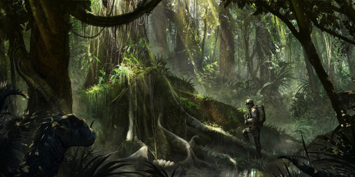 armor backpack confusion detailed_background egg feral gun headgear helmet hiding moss nature planet plant ranged_weapon roots scales tree vines weapon florentllamas jurassic_park universal_studios dinosaur dromaeosaurid human mammal prehistoric_species reptile scalie theropod velociraptor 2014 hi_res