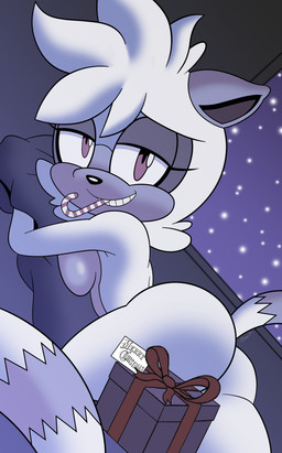 anthro bedding bedroom bedroom_eyes blanket box breast_squish breasts butt candy candy_cane candy_cane_in_mouth container convenient_censorship dessert female female_anthro flirting flirting_with_viewer food gift_box grin grinning_at_viewer holidays hug hugging_object long_tail narrowed_eyes nude nude_female nude_in_front_of_audience seductive smile smiling_at_viewer snow snowflake snowing solo squish tail window winter mobian_monster christmas idw_publishing sega sonic_the_hedgehog_(comics) sonic_the_hedgehog_(idw) sonic_the_hedgehog_(series) tangle_the_lemur lemur mammal primate ring-tailed_lemur strepsirrhine absurd_res hi_res