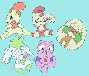 anthro anus balls blush blush_lines covering covering_crotch erection eyes_closed female feral genitals group looking_at_viewer lying male on_back on_front open_mouth pawpads penis shy simple_background sitting spiral spiral_eyes spread_legs spreading tail text vulva wings young lucky_luxio nintendo pokemon generation_2_pokemon generation_3_pokemon generation_4_pokemon generation_5_pokemon gligar legendary_pokemon plusle pokemon_(species) shaymin sky_forme_shaymin spinda whimsicott 2026 digital_drawing_(artwork) digital_media_(artwork) hi_res