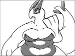 anthro anthrofied belly_rolls big_breasts black_border black_line_art border breasts closed_smile clothed clothing dithering eyebrows eyelashes female fingers front_view happy leotard mouth_closed overweight overweight_anthro overweight_female smile solo tail wide_hips bee-unit nintendo pokemon generation_2_pokemon legendary_pokemon lugia pokemon_(species) 2023 4:3 aliasing binary_drawing black_and_white digital_drawing_(artwork) digital_media_(artwork) half-length_portrait monochrome portrait sketch