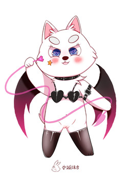 anthro black_bra black_clothing black_underwear blush blush_lines bra chibi circle_eyebrows clothing eyebrows female fur genitals heart_eyes heart_symbol legwear solo stockings underwear vulva whip white_body white_fur wings kris_(artist) pixile_studios super_animal_royale 3:4 absurd_res hi_res
