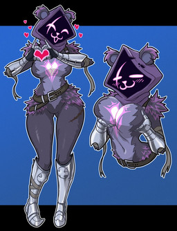 anthro arm_tuft armor belt big_breasts breasts butt butt_from_the_front eye_scar facial_scar female fingers fur gesture hand_on_breast heart_gesture heart_symbol holding_breast hood navel purple_body purple_fur scar shadow_face shoulder_tuft smile solo tuft wide_hips centinel303 epic_games fortnite raven_team_leader bear mammal 2025 digital_media_(artwork) hi_res