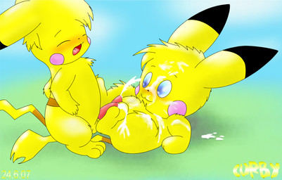 3_toes anthro anthro_on_anthro biped black_body black_ears black_fur blue_eyes bodily_fluids brown_body brown_fur brown_tail cum cum_on_arm cum_on_chest cum_on_face cum_on_feet cum_on_ground cum_on_hand cum_on_leg cumshot dipstick_ears duo ear_markings ears_back ejaculation erection eyes_closed feet foot_fetish foot_play footjob frottage fur genital_fluids genitals hindpaw male male/male multicolored_body multicolored_ears multicolored_fur multicolored_tail orgasm outside paws penile penis penises_touching pink_cheeks pivoted_ears plantigrade red_penis sex smile tail toes two_tone_ears two_tone_tail year yellow_body yellow_ears yellow_fur yellow_tail young young_anthro curby nintendo pokemon generation_1_pokemon mammal pikachu pokemon_(species) rodent 2007 signature