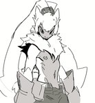 anthro athletic athletic_anthro athletic_male bottomwear clothing gloves handwear long_ears male navel nipples pants ponytail_ears shirtless small_waist solo glacier_up_sun bandai_namco digimon digimon_ghost_game digimon_(species) lagomorph leporid mammal rabbit symbareangoramon