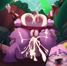adabat ahegao anal anal_penetration anthro anus big_breasts big_penis bodily_fluids breast_squish breasts clothing cum cum_in_ass cum_inside duo female forest fucked_silly full_nelson genital_fluids genitals hand_on_butt huge_breasts jungle lactating looking_pleasured male male/female milk mud nipples nude penetration penis plant squish swimwear tongue tongue_out tree vulva cappulait sega sonic_the_hedgehog_(series) sonic_unleashed blaze_the_cat domestic_cat felid feline felis human mammal absurd_res hi_res