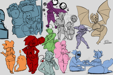 1_eye antennae_(anatomy) anthro armor big_breasts big_butt blush breasts butt clothed clothing club_(weapon) detachable detachable_head duo female fur green_body green_skin hair headless horn huge_breasts humanoid_pointy_ears kanabō knight legwear magic_user male melee_weapon monster_girl_(genre) open_mouth pointy_ears simple_background size_difference slime smile sword warrior weapon wings witch jyto asian_mythology east_asian_mythology european_mythology irish_mythology japanese_mythology mythology arthropod bat canid canine cyclops demon dullahan fox goblin horned_humanoid human humanoid insect mammal mantis oni yokai 2017 digital_media_(artwork) hi_res