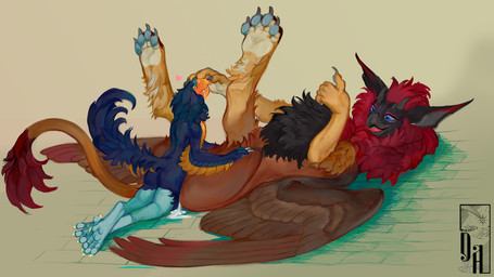 anthro anthro_on_feral anthro_penetrating anthro_penetrating_feral balls_deep beak beak_grab bestiality blue_eyes bodily_fluids cum cum_in_vagina cum_inside duo encouragement female feral feral_penetrated from_front_position genital_fluids gesture hand_gesture heart_symbol larger_female larger_feral larger_penetrated larger_sub leaking_cum leg_grab lying male male/female missionary_position on_back pawpads paws penetration raised_paw sex simple_background size_difference smaller_anthro smaller_male submissive thumbs_up vaginal diorionarh mythology tucakeane avian bird cariamiform gryphon hybrid mythological_avian mythological_creature prehistoric_species terror_bird terrorbird 16:9 hi_res widescreen