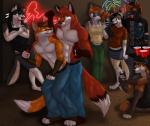 anthro biceps breasts clothed clothing drunk duo female fur male male/male muscular party pecs shirt substance_intoxication tank_top topless topwear fcsimba iron_maiden_(band) jasonwerefox werefox_(character) canid canine canis domestic_dog fox husky mammal nordic_sled_dog red_fox spitz true_fox wolf 2014 hi_res