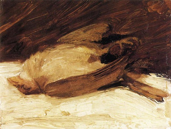 ambiguous_gender avian_feet beak brown_body brown_feathers death eyes_closed feathers feral solo wings yellow_beak franz_marc avian bird oscine passerine sparrow 1905 20th_century ancient_art painting_(artwork) traditional_media_(artwork) traditional_painting_(artwork)