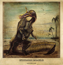 ambiguous_gender beach biped bone_frill claws feral finger_claws frill_(anatomy) long_neck long_tail plant sail_(anatomy) snout solo tail teeth textured tree water sawyerleeart ambient_bird dinosaur prehistoric_species reptile saurischian scalie spinosaurid spinosaurus_mirabilis theropod hi_res shaded