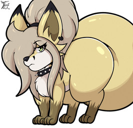 big_butt butt female feral fur hair huge_butt looking_at_viewer nude paws simple_background solo tail thick_thighs fennyfen_1 fay_(fennyfen_1) canid canine fennec_fox fox mammal true_fox absurd_res digital_media_(artwork) hi_res