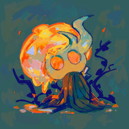 ambiguous_gender cloak clothed clothing hollow_eyes horn melee_weapon nail_(weapon) orange_eyes solo weapon weapon_on_back blipbugbug hollow_knight_(franchise) team_cherry broken_vessel_(hollow_knight) arthropod infected_(species) vessel_(species) 1:1