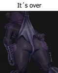 anthro armor big_butt breasts butt clothing female fur gauntlets gloves handwear hanging_from_rope meme_pose purple_body purple_fur solo thick_thighs underwear wedgie pinkurii epic_games fortnite raven_team_leader bear mammal absurd_res hi_res meme