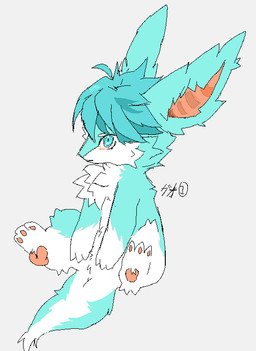 blue_body blue_eyes blue_fur chest_tuft chibi fur kemono male pawpads solo tail tuft guo1 mythology guo dragon furred_dragon furred_scalie mythological_creature mythological_scalie scalie