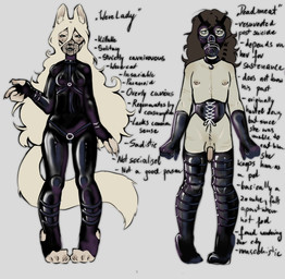 bdsm bdsm_gear bdsm_outfit bell bell_collar cfnm claws clothing collar corset dominant dominant_female dominant_humanoid duo female gas_mask gear genitals gimp gimp_mask gimp_suit gloves hair handwear harness humanoid_genitalia humanoid_penis immortality leather leather_clothing leather_gloves leather_handwear leather_harness leather_legwear leather_suit leather_thigh_highs leather_topwear leg_scar legwear lingerie long_hair male mask masked_male muzzle_(object) muzzled nipple_piercing nipples penis piercing scar scars_all_over sharp_teeth strapon straps submissive submissive_human submissive_male teeth text thigh_highs thigh_scar topwear kyjaanka animal_humanoid cat_humanoid felid felid_humanoid feline feline_humanoid human humanoid mammal mammal_humanoid undead werecat werecreature werefelid werefeline zombie english_text hi_res
