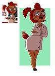 anthro beak biped clothing coat crossed_arms eyebrows eyewear feathers female glasses hair half-closed_eyes lab_coat narrowed_eyes open_mouth outline raised_eyebrow red_body red_feathers red_hair solo standing tail tail_feathers topwear komdog danger_mouse_(series) professor_squawkencluck avian bird chicken galliform gallus_(genus) phasianid 2017 hi_res