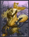 anthro breasts brown_body brown_fur cuddling detailed_background duo female forest fur hand_holding hug looking_at_viewer love male nude outside plant romantic romantic_couple standing tan_body tan_fur tree koshkio canid canine canis domestic_dog mammal wolf 2009 hi_res