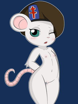 anthro beret chibi clothing female flat_chested france french french_resistance front_view fur genitals green_eyes hat hat_only headgear headgear_only headwear headwear_only looking_at_viewer mostly_nude nipples one_eye_closed simple_background solo transparent_background vanguard_animation vulva white_body white_fur world_war_2 dreameclipsewolf valiant_(film) charles_de_girl mammal mouse murid murine rodent 2020 3:4 alpha_channel hi_res portrait three-quarter_portrait