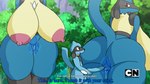 adult_on_young age_difference anthro areola aura balls bent_over big_balls big_breasts big_butt big_penis black_body black_ears black_fur black_nose blue_body blue_ears blue_fur blue_tail bodily_fluids breasts butt chest_spike day female forest fur genital_fluids genitals group hand_on_own_penis hand_on_penis huge_balls huge_breasts huge_butt huge_penis looking_at_another looking_back male male/female multicolored_body multicolored_fur nipples outside penis pink_areola pink_nipples plant presenting presenting_hindquarters pussy red_eyes sharp_teeth shrub size_difference small_but_hung spikes spikes_(anatomy) standing tail tan_body tan_fur teeth text thick_thighs tongue tree trio two_tone_body two_tone_fur vaginal_fluids young young_anthro young_male tanbagel cartoon_network nintendo pokemon generation_4_pokemon lucario pokemon_(species) riolu 16:9 2025 digital_media_(artwork) english_text widescreen