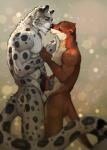 abs animal_genitalia anthro anthro_on_anthro arm_grab athletic balls balls_touching biceps black_penis blue_eyes brown_body brown_fur duo erection frottage fur genitals grey_body grey_fur humanoid_genitalia humanoid_penis kissing love male male/male markings muscular nose_to_nose nude orange_body orange_fur pecs penile penis pose romantic romantic_couple sex sheath side_view spots standing vein whiskers white_body white_fur pockyrumz ave_(mindssyzygy) tsarin felid leopard mammal mustelid otter pantherine snow_leopard 2014