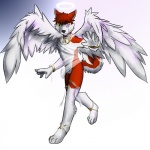 anthro clothed clothing feathered_wings feathers male skimpy solo tail translucent wings shynjy cenny angel canid canine canis domestic_dog husky mammal nordic_sled_dog spitz 1:1 hi_res