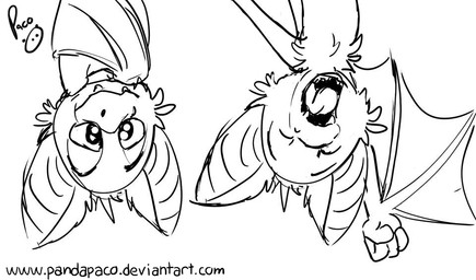 anthro cheek_tuft chest_tuft facial_tuft glistening glistening_eyes head_tuft logo male membrane_(anatomy) membranous_wings mouth_closed nude open_mouth simple_background solo text tuft upside_down winged_arms wings yawn young young_anthro young_male pandapaco bat mammal artist_logo monochrome signature sketch url