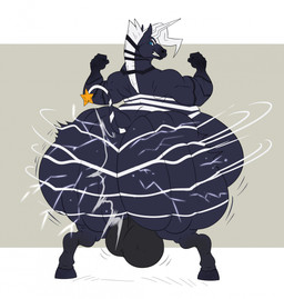 anthro ass_clapping balls belly big_butt black_body blue_eyes butt electricity elemental_manipulation genitals hair horn huge_butt lightning male shaking_butt solo stripes twerking white_hair reagan700 mythology nintendo pokemon nittoh equid equine generation_5_pokemon horse mammal mythological_creature mythological_equine pokemon_(species) unicorn zebra zebstrika hi_res