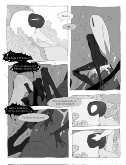 anthro anthro_on_feral anthro_penetrated aroused arthropod_abdomen arthropod_abdomen_genitalia arthropod_abdomen_penis bestiality biped black_body blush blush_lines bodily_fluids cowgirl_position cum dialogue dominant dominant_female duo erection female female_anthro female_dominating_male feral feral_penetrating feral_penetrating_anthro from_front_position genital_fluids genitals horn insect_wings larger_feral larger_sub leaking_cum looking_pleasured male male/female male_feral moan on_bottom on_top penetration penile penile_penetration penis penis_in_vagina segmented_body sex size_difference smaller_anthro smaller_penetrated speech_bubble spying submissive text vaginal vaginal_penetration voyeur wings justdog hollow_knight:_silksong hollow_knight_(franchise) team_cherry hornet_(hollow_knight) lace_(hollow_knight:_silksong) styx_(hollow_knight:_silksong) arachnid arthropod insect spider 2026 comic english_text hi_res monochrome