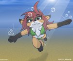 anthro bikini clothing female green_bikini green_clothing green_swimwear solo swimwear two-piece_swimsuit underwater water jknewlife sara_aria canid canine fox mammal 6:5 hi_res