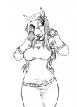 anthro big_breasts breasts chochi equid equine eyewear female glasses hoof_hands horse lovely_pets mammal monochrome solo teacher traditional_media_(artwork) wide_hips
