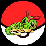 ambiguous_gender green_body no_sclera pokeball solo standard_pokeball yellow_eyes kaleidoskopic nintendo pokemon arthropod caterpie generation_1_pokemon insect pokemon_(species) 1:1 alpha_channel low_res