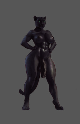 anthro areola balls big_breasts big_penis black_areola black_balls black_breasts black_glans black_nipples black_penis breasts fur genitals glans glistening glistening_abs glistening_areola glistening_breasts glistening_genitalia glistening_penis gynomorph humanoid_genitalia intersex leopard_spots muscular nipples nude penis simple_background solo spots tail thick_thighs wide_hips alytarch microsoft the_elder_scrolls zoey_(alytarch) felid khajiit leopard mammal pantherine 2025 absurd_res hi_res painting_(artwork) portrait