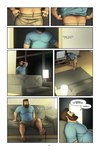 2021 awarebear bottomwear butt clothed clothing comic curtis_(awarebear) dialogue electronics furniture hand_on_head hi_res human lamp male mammal no_underwear onomatopoeia partially_clothed putting_on_clothes relaxing shirt shorts sitting sofa solo sound_effects speech_bubble television text topwear