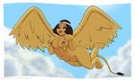 accessory black_hair cloud female fur hair headband nipple_piercing nipples piercing pose solo tail tail_tuft tan_body tan_fur tan_skin tuft wings gardenminttea mythology tiny_toon_adventures warner_brothers sphinx_(tta) felid lion mammal mythological_creature mythological_sphinx pantherine absurd_res hi_res pinup