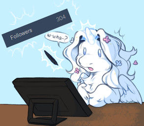 beady_eyes blue_background blue_eyes blue_flower blue_line_art desk dialogue drawing_pen drawing_tablet ear_tuft eyelashes feathered_wings feathers female female_feral feral flower flower_in_mane folded_wings fur furniture hooves horn long_mane magic magic_user mane no_pupils open_mouth petals pink_flower pink_mouth plant question_mark simple_background solo speech_bubble surprised table tail text thin_eyebrows tuft unicorn_horn white_body white_fur white_hooves white_horn white_mane white_tail white_wings wings cabysoft hasbro my_little_pony mythology fan_character moon_blossom equid equine mammal mythological_creature mythological_equine winged_unicorn 2022 colored colored_line_art digital_drawing_(artwork) digital_media_(artwork) english_text shaded
