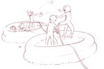 anthro casual_nudity family female genitals group hair loli male navel nude partially_submerged penis pussy skinny_dipping toy toy_gun water water_balloon water_gun young young_anthro aogami caleb_(ajdurai) chani_(ajdurai) jenny_(ajdurai) lee_(ajdurai) naomi_(ajdurai) domestic_cat felid feline felis hybrid mammal mustelid otter 2022 3:2 absurd_res hi_res monochrome