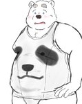 anthro belly blue_eyes blush clothing fur humanoid_hands kemono male overweight overweight_anthro overweight_male shirt simple_background solo tank_top topwear underwear white_background white_body white_fur yaki_atsuage utau shirane_kan bear mammal polar_bear ursine 2020 hi_res