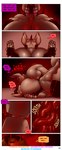 anthro big_breasts bisexual bodily_fluids breasts dialogue female first_person_view french_kissing group gynomorph huge_breasts internal intersex intersex/intersex kissing male sweat trio james_howard patreon aamon_(james_howard) tina's_mom_(james_howard) tina_(james_howard) bat demon mammal absurd_res comic hi_res